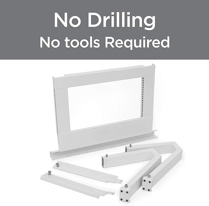 Top Shelf TSB-2438 Universal Heavy Duty Window Air Conditioner AC Support Bracket -Holds Up to 225 lbs., No Drilling or Tools Required, White