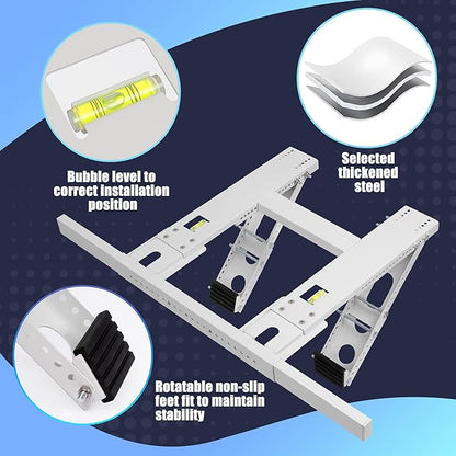 Air Conditioner Support Bracket, Adjustable Window AC Bracket, No Drilling, Heavy Steel Air Conditioner Stand Fit Most Single and Double-Hung Windows, Hold Up to 220lbs