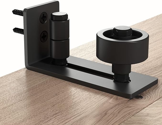 SMARTSTANDARD Sliding Barn Door Floor Guide for Bottom Adjustable Roller - 8 Setup Options for DIYers - Flush Design Bottom Flat Barn Door Floor Guide Stay Roller (Black) 2PCS