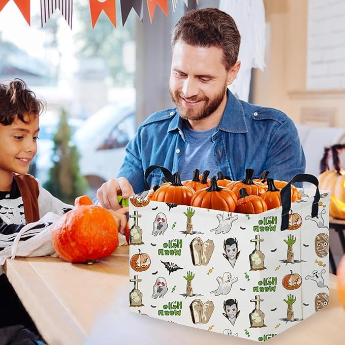 Halloween Ghost thriller basket,Empty Halloween basket,Horror and thriller decor,Trick or Treat Box for Boys and Girls,Horror decor(Scary Halloween)