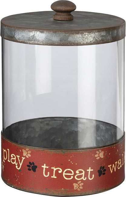 Primitives by Kathy Rustic Pet Tin Bins - Dog Food & Toy Storage Set, 'Toys & Beware of Wigglebutts' Themed Containers
