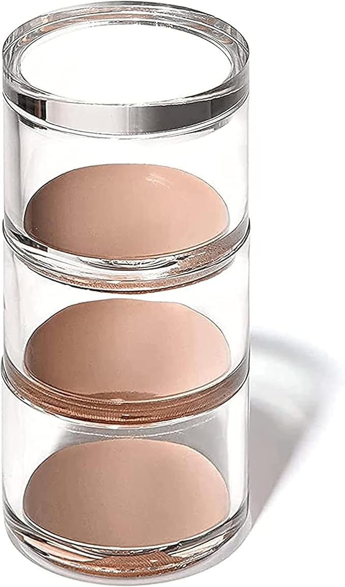 OfficeGoods 3-Tier Stackable Acrylic Holder- Stylish Desk Organizer and Storage for Office or Home – Transparent Round Design with Rose Gold Metal Base