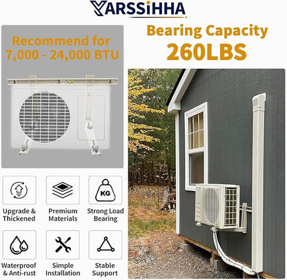 Yarssihha Mini Split Wall Mounting Bracket for Universal 7000-24000 BTU Ductless Air Conditioners Heat Pumps, Outdoor Heavy Duty Adjustable Wall Mount AC Bracket, Max Load: 260LBS