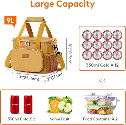 Lifewit Medium Lunch Bag Insulated Lunch Box Soft Cooler Cooling Tote for Adult Men Women, Brown 12-Can (9L)