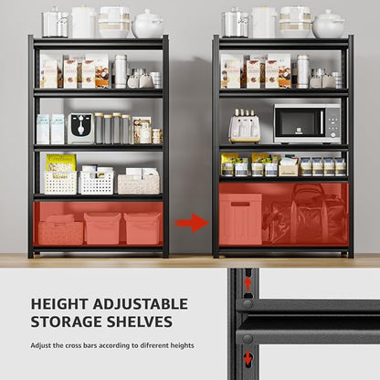 36" W: Father&I 5-Shelf-Rack Industrial Heavy-Dudy Adjustable Metal Garage/Kitchen Storage Shelving Stand Shelves Unit/System Organizer for Basement/Closet/Pantry, 72" H*36W *16" D, Black