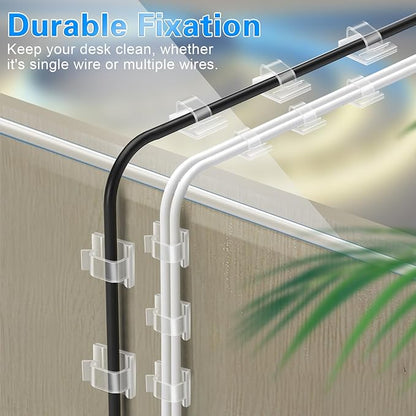 XHF 3/4” Adhesive Cable Wire Clips Clear 120pcs, Outdoor Christmas Light Clips, Cable Staples Cable Management Wire Organizer Cord Holder for Under Desk, Car, Wall, TV PC Ethernet