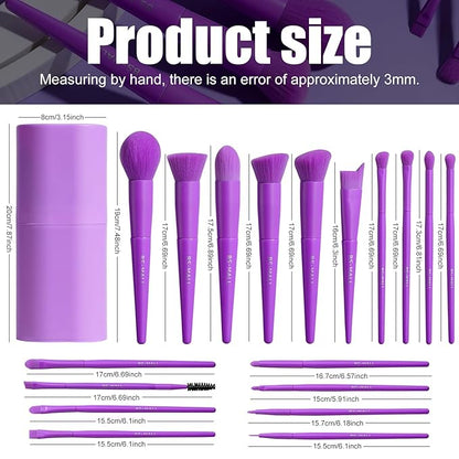 BS-MALL Makeup Brush Set 18 Pcs Premium Synthetic Foundation Powder Concealers Eye shadows Blush Makeup Brushes with Case (Purple)