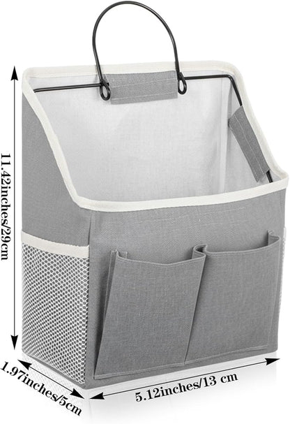 Wall Hanging Storage Bag Cotton Linen Hanging Storage Basket with Pockets Over the Door Organizer Wall File Organizers Desktop Organizer Basket For Kitchen Bedroom Bathroom Office Camper