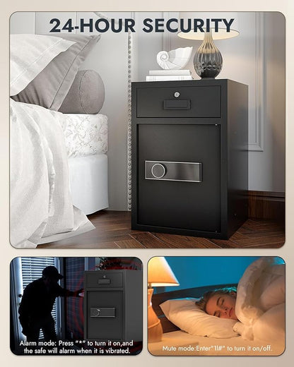 5.1 Cu Ft Heavy Duty Drawer Safes Home Safe with Fireproof and Waterproof Bag Safe Box with Digital Keypad Alarm System Removable Shelf for Cash Files Office Hotel