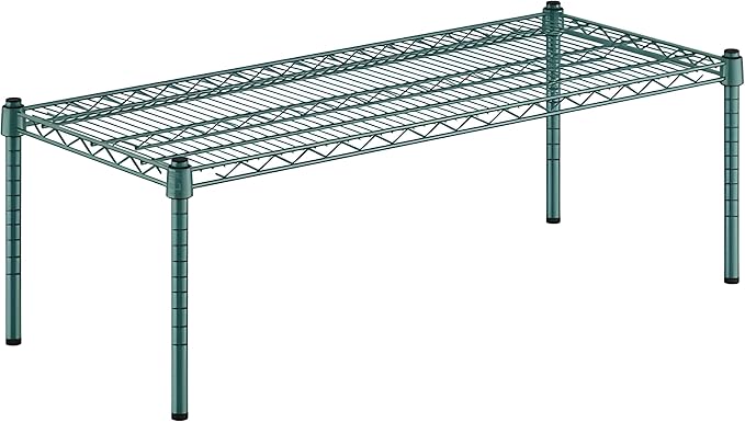 18" x 42" x 14" Green Epoxy Wire Storage Shelf, Dunnage Rack, Commercial 1 Tier Small Shelf