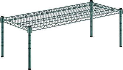 18" x 42" x 14" Green Epoxy Wire Storage Shelf, Dunnage Rack, Commercial 1 Tier Small Shelf