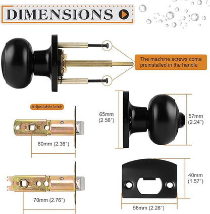 Probrico Door Knobs, Interior Doorknob Privacy Locking Function for Bedroom Bathroom, Adjustable Reinforced Lock Latch, Modern Universial Door Handles, Black, 15 Pack