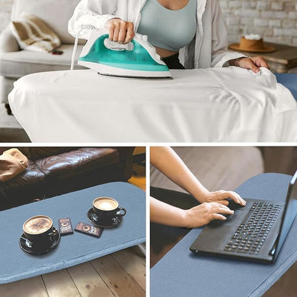 Table Top Ironing Board, RAINHOL Small Folding Iron Board Portable with Non-Slip Feet, Travel Compact Ironing Table for Dorm and Small Space, 31"x12", Blue