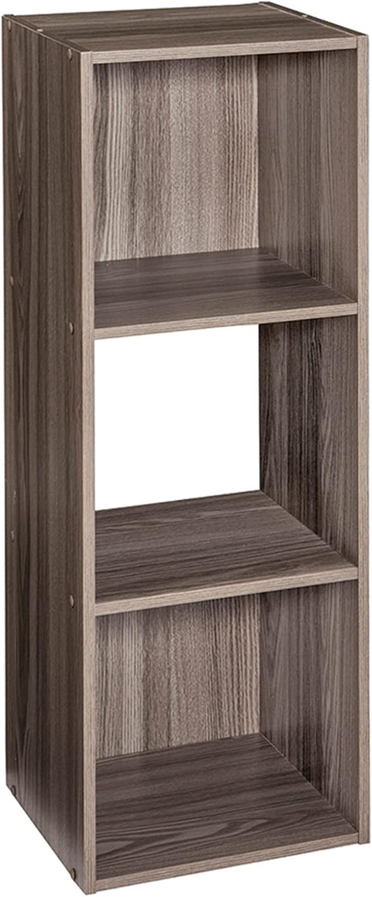 ClosetMaid Cubeicals 3 Cube Storage Shelf Organizer Bookshelf - Vertical/Horizontal, Easy Assembly - Natural Gray Wood Finish