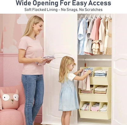 Hanging Closet Organizer Extra Large, Clothes Hanging Shelves for Closet with Divider, Collapsible Closet Storage System, Fabric Storage Bins for Home, Dorm, Rv, Sweaters, Handbags, Underwear, Sock