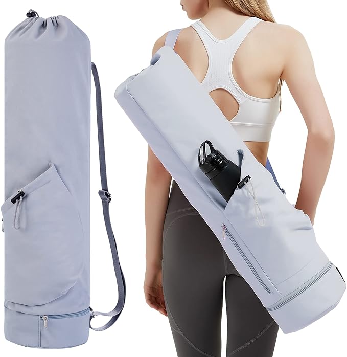 sportsnew Yoga Mat Bag with Water Bottle Pocket and Bottom Wet Pocket, Exercise Yoga Mat Carrier Multi-Functional Storage Bag, Patent pending