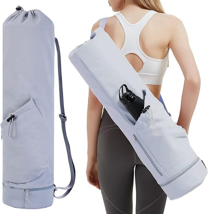 sportsnew Yoga Mat Bag with Water Bottle Pocket and Bottom Wet Pocket, Exercise Yoga Mat Carrier Multi-Functional Storage Bag, Patent pending