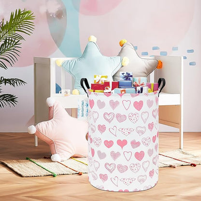 LANGYASHAN Laundry Basket Canvas Fabric Collapsible Organizer Basket for Storage Bin Toy Bins Gift Baskets Bedroom Clothes Children Nursery Hamper (Angel Heart)
