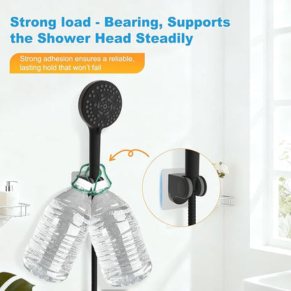 Hibbent Showerhead Holder, Strong Adhesive and Waterproof Handheld Shower Holder and Bracket, Height Adjustable Shower Wand Holder, Wall Mount, No Drilling, Oil Rubbed Bronze