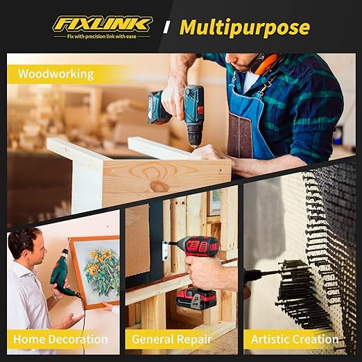 Wood Screws Assortment Kit, FIXLINK 240 PCS High Hardness Flat Head Wood Screws Set, Phillips Drive Assorted Screws, Contain 15PC Anchors and 8 Size (2-1/2”,2”,1-1/2”,1-1/4”,1”,3/4”,5/8”,1/2”), Black