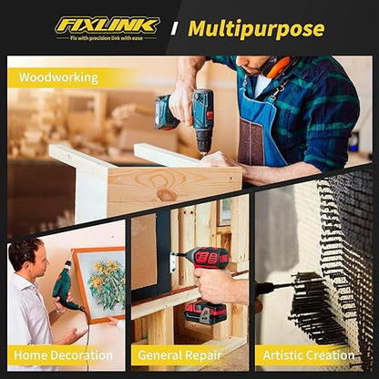 Wood Screws Assortment Kit, FIXLINK 240 PCS High Hardness Flat Head Wood Screws Set, Phillips Drive Assorted Screws, Contain 15PC Anchors and 8 Size (2-1/2”,2”,1-1/2”,1-1/4”,1”,3/4”,5/8”,1/2”), Black