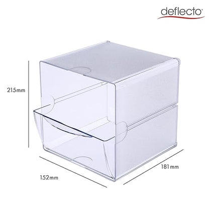 Deflecto Stackable Cube Organizer, Desk and Craft Organizer, 1 Drawer, Clear, Removable Drawer, 6"W x 6"H x 7"D (350801)