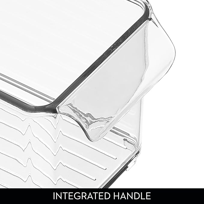 iDesign Stackable Fridge Storage Bin with Handle - Ideal for Fridge and Freezer, Clear, Made in USA