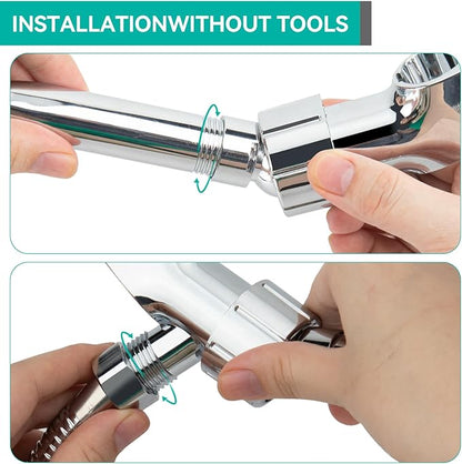 Adjustable Handheld Shower Head Holder- Premium ABS Bracket- 360 Degree Rotatable Arm Mount and Hose Connector- Easy Install and Replacement Parts (Elegant Grey)