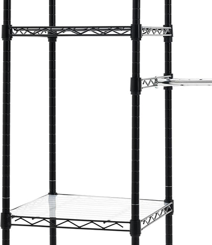 Amazon Basics Expandable Metal Hanging Closet Organizer System with Storage Shelves, Adjustable, Easy to Assemble, 57-80"L x 14"W x 72"H, Black