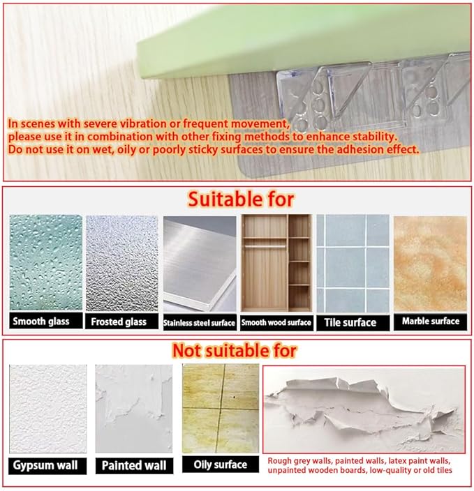 18 Pieces Large Size Adhesive Shelf Bracket, Double Row Thickened and Reinforced Design Shelf Support Pegs for Shelves Kitchen Cabinet Book Closet