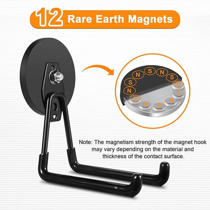 ENUODA Strong Magnetic Hooks Heavy Duty Large Magnet Garage Hooks Storage Hook Utility Magnet Tool Holder for Metal Cabinet, Pegboard, Shelve, Tool Chest,Shovel, Broom, Garden Tools, 2PCS