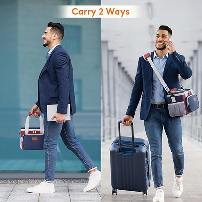 Lifewit Medium Lunch Bag Insulated Lunch Box Soft Cooler Cooling Tote for Adult Men Women, White and Red and Blue 12-Can (9L)
