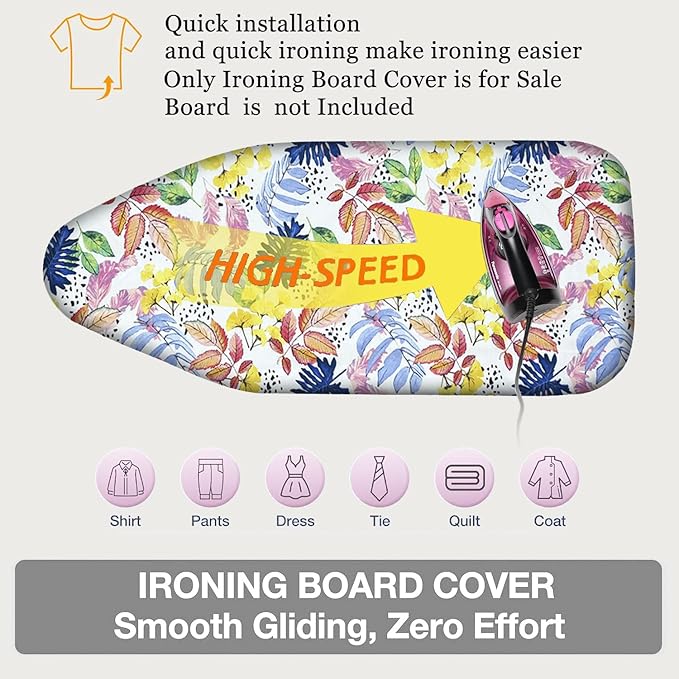Small Ironing Board Cover Scorch Resistant, Table top Ironing Cover with Padding Heat Reflective Heavy Duty Pad (Colored Leaves, 12.5"x32")
