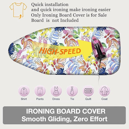 Small Ironing Board Cover Scorch Resistant, Table top Ironing Cover with Padding Heat Reflective Heavy Duty Pad (Colored Leaves, 12.5"x32")