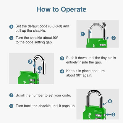 Puroma 2 Pack Combination Lock for Locker 4 Digit Outdoor Waterproof Padlock for School, Gym, Sports, Fence, Toolbox, Gate, Case, Outdoor, Hasp Storage, Cabinets (Green)