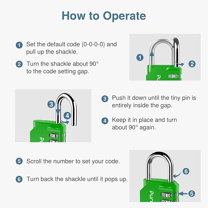 Puroma 4 Pack Combination Lock for Locker 4 Digit Outdoor Waterproof Padlock for School, Gym, Sports, Fence, Toolbox, Gate, Case, Outdoor, Hasp Storage, Cabinets (Green)