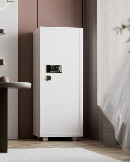 TIGERKING 17.6 Cu Ft Extra Large Home Security Safe – Touchscreen Lock, Heavy-Duty Steel Construction, Internal Compartment, Jewelry & Luxury Items, Ideal for Home or Office (White, Modern Design)