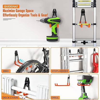 Steel Garage Storage Hooks - 32 Pack Anti-Slip Coating, Heavy Duty Wall Mount Wall Hooks for Hanging Bike, Ladder, Garden Tools, Power Tools, Bulk Items Ropes, Utility Garage Organization Housolution