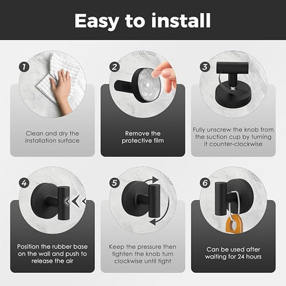 Shower Hooks for Inside Shower,No-Drill Removable&Reusable Towel Hooks for Bathroom,Heavy Duty Suction Cup Hooks for Glass Window,4 Packs(Black)
