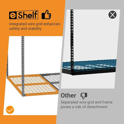4ftx8ft Overhead Garage Storage Rack, Heavy-Duty Metal Garage Ceiling Storage Rack, 22''-40" Adjustable Ceiling Drop-Down, 600 lb. Loading Weight Capacity, Hammertone
