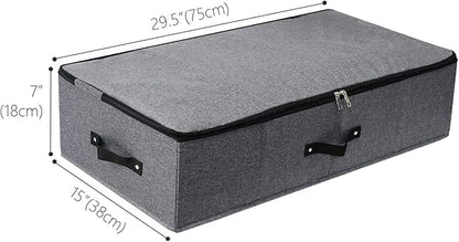 AMJ Large Under Bed Storage Containers, 3 Pack Closet Organizers Bins, Foldable Closet Organizers Storage for Blankets, Towels, Comforter, Sweaters, Linen Sheets, Wrapping Paper (Black Grey)
