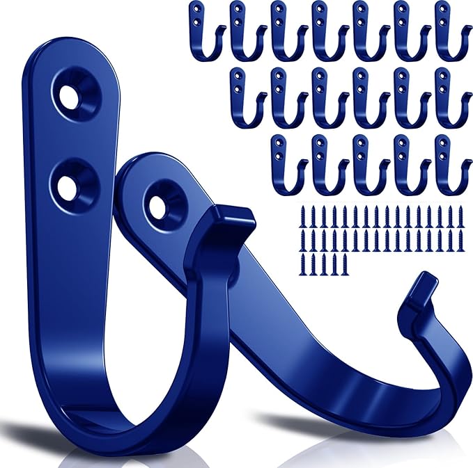 20PCS Heavy Duty Single Prong Metal Wall Hooks, Blue (20 Count, 10 lbs Max Weight Capacity, Wall Mount)