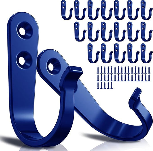 20PCS Heavy Duty Single Prong Metal Wall Hooks, Blue (20 Count, 10 lbs Max Weight Capacity, Wall Mount)