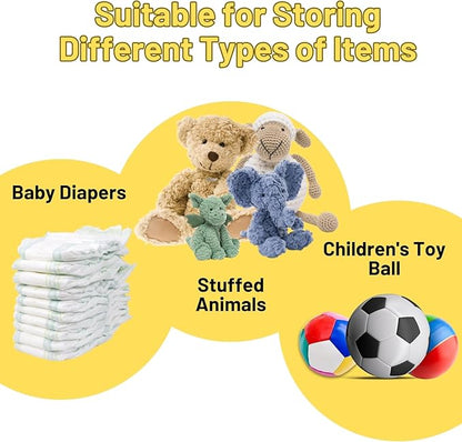 Stuffed Animal Storage Net for Kids, 2 Pack Bedside Toy Organizer Net - Neatly Store Your Stuffed Animals, Elastic Bedside Stuffed Animal Storage Net with Tether, Stretches up to 32 Inches