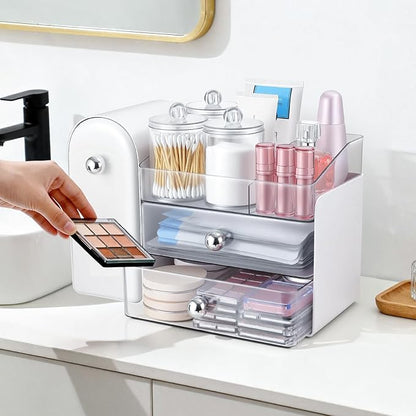 Makeup Organizer,Vanity Organizer with Makeup Brush Holder,Large Skincare Organizers and Bathroom Countertop Organizer,Storage Lipstick,Perfume,Nail Polish,Beauty,Gifts for Women