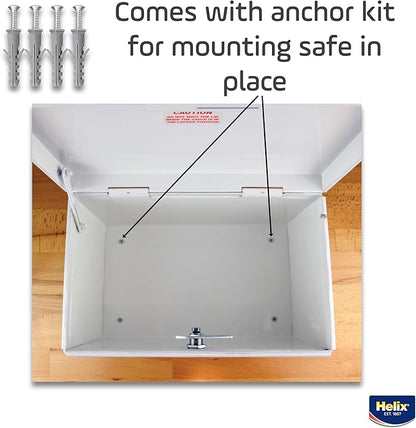 Helix - All-Metal Lockable Drugs Security Chest 12.5" x 7.25" x 8" - Ideal for Schools, Nursing Homes, Camps - Securing Valuables - Rugged Security - Durable Steel Construction, Spacious Interior