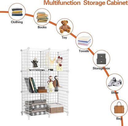 AWTATOS 6 Cube Storage Wire Closet Organizers DIY Stackable Storage Shelves Bookcase Cabinet for Home Office, White