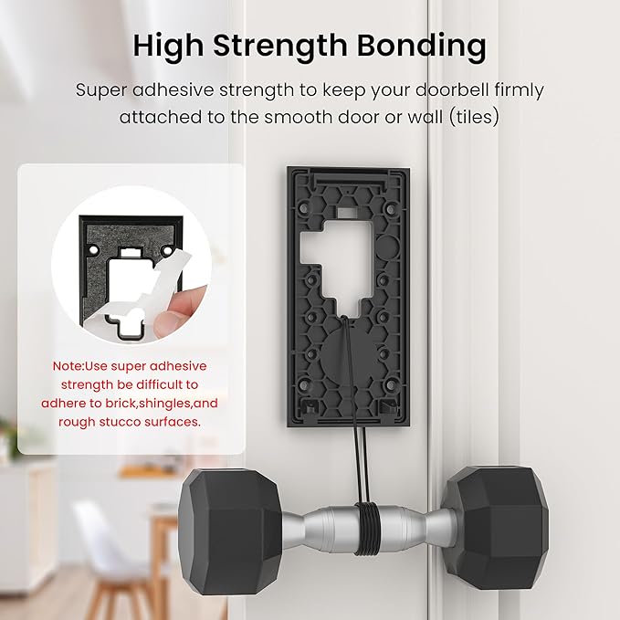 No-Drill Adhesive Doorbell Mount Compatible with Ring Video Doorbell (2nd Generation - 2020 Release), Door Mounting Holder Bracket Accessories for Apartments Office Houses (2Pack)