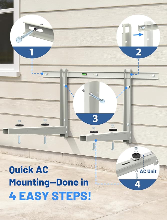 Mini Split Wall Mounting Bracket, Mini Split Brackets for Outside for 6000-36000 BTU Minisplit/Air Conditioner/Heat Pump (Max 550 LBS), Pre-Drilled 16" Holes to Match U.S. Wall Stud Standard
