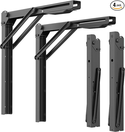 Ultrawall Folding Shelf Brackets, Heavy Duty Collapsible Shelf Bracket, 18 Inch Sturdy Table Brackets, Max Load 550lb, 4Pcs